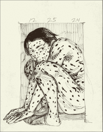 doley crouched in a cabinet.